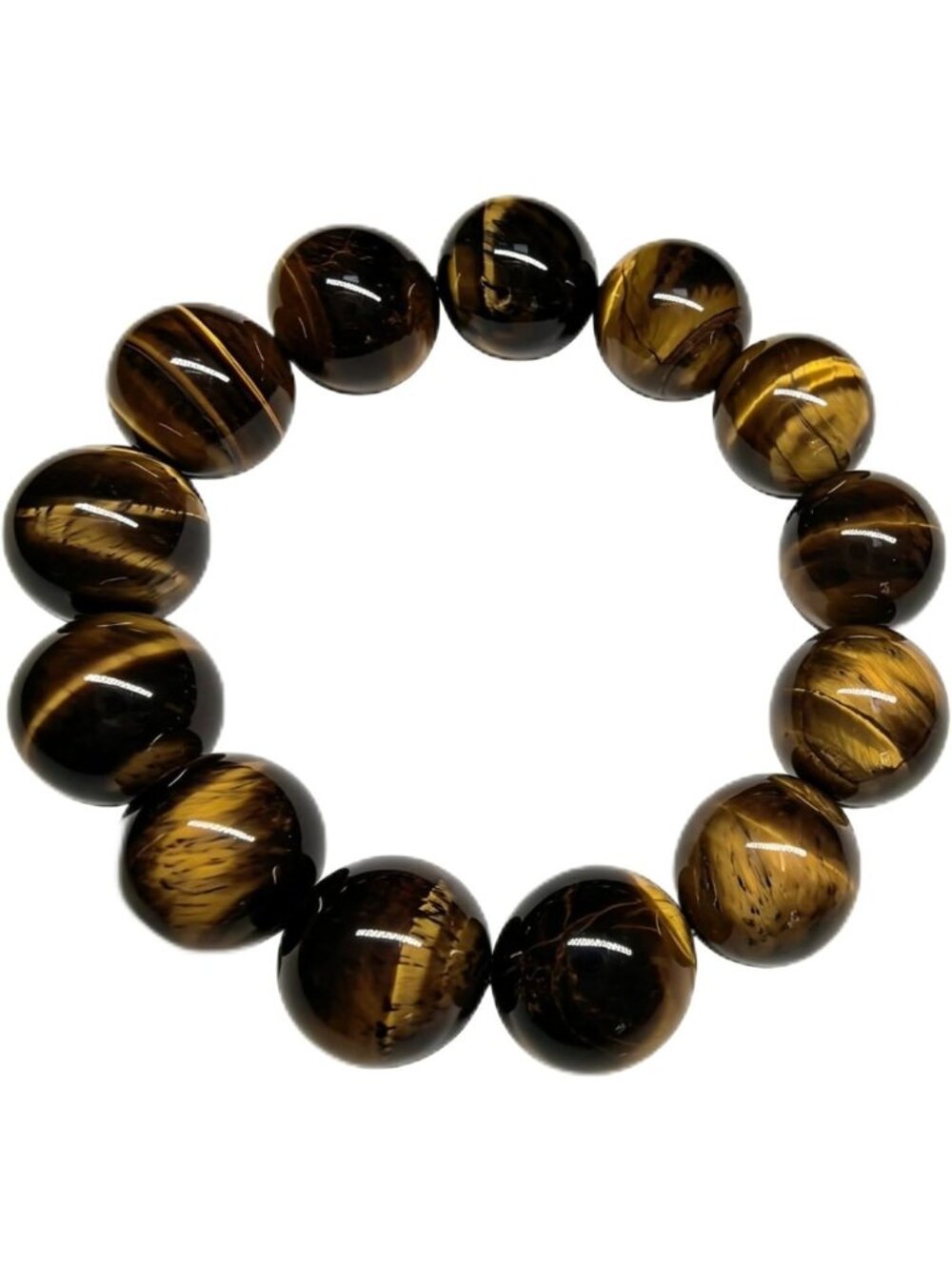 16mm Tiger's Eye Stretch Bracelet - Anxiety Relief Crystal Beads Gift for